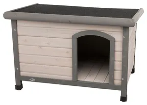Natura Hundehütte mit Flachdach S-M 85 x 58 x 60 cm, grau